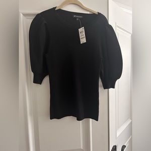 NWT INC black short balloon sleeve sweater